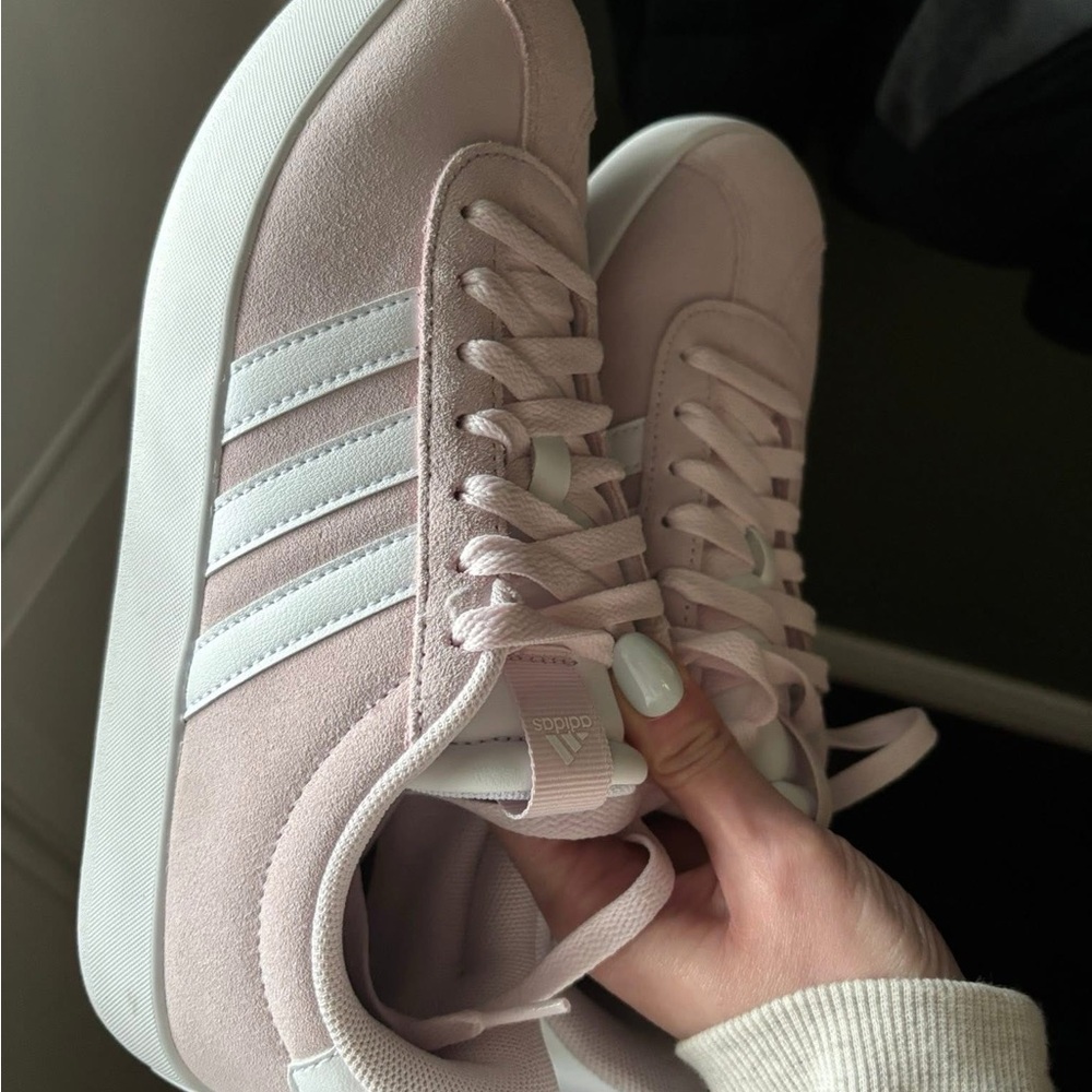 Adidas Women's Soft Pink and White Sneakers Size 7/7.5